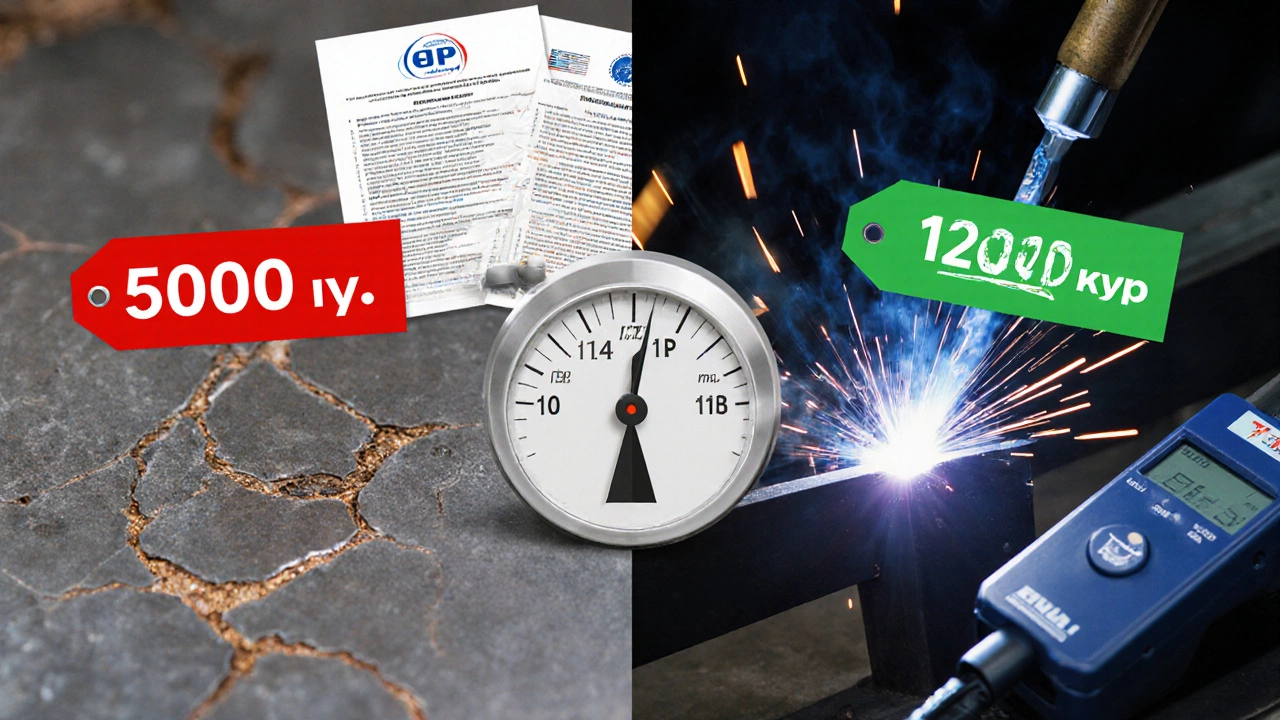 Сравнение некачественной и профессиональной сварки с ценами и инструментами проверки.