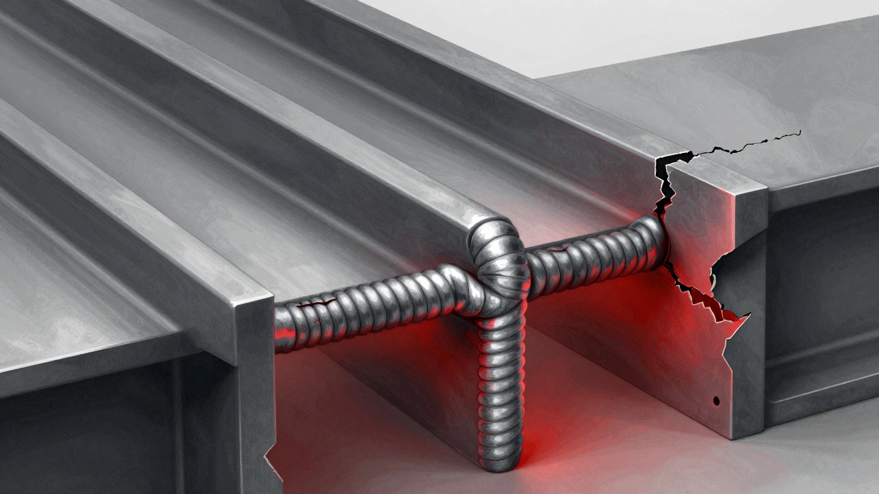 Схема трех типов сварных швов: слишком тонкого, оптимального и слишком толстого.