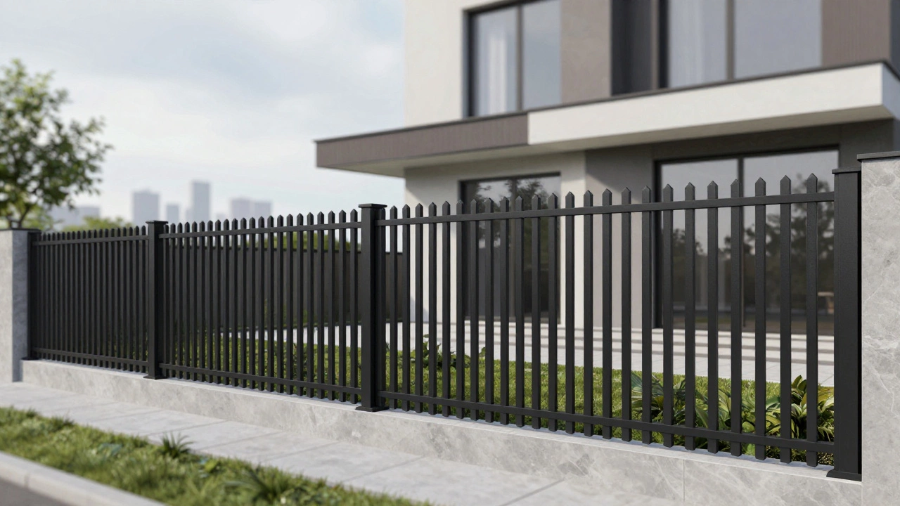 Стильный металлический штакетник вокруг современного дома в Подмосковье.