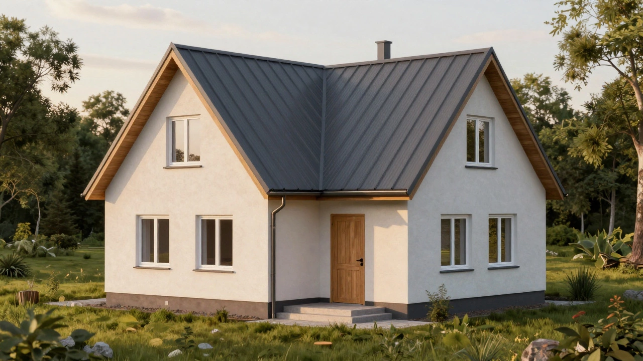 Завершенный теплый контур дома с установленными окнами и дверями